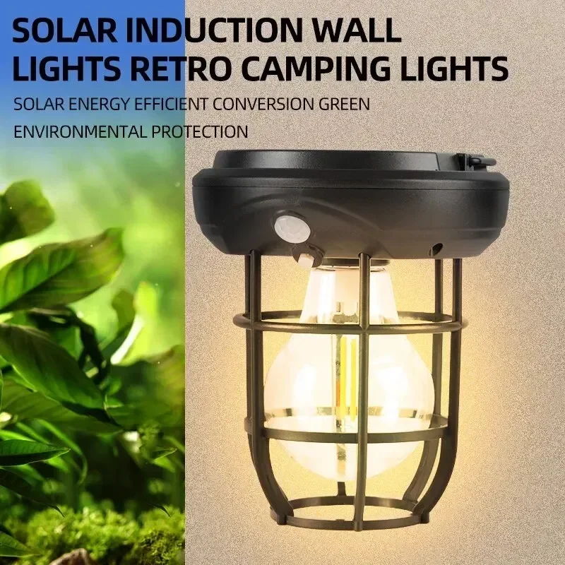 Solar Outdoor Wall Lamp Human Body Sensor Intelligent Light Control Lamp Garden House Wall Hanging Waterproof Decorative