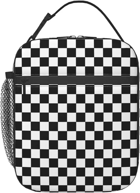 Black White Racing and Checkered Pattern Lunch Bag Insulated Lunch Box  Cooler Tote with Shoulder Strap for School Office Picnic - AliExpress