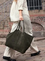 New Women's Retro Suede Frosted Bag Casual Large Luxury Design Commuter High-end Armpit Bag Soft Handle Closed Tote Bag - Image 5