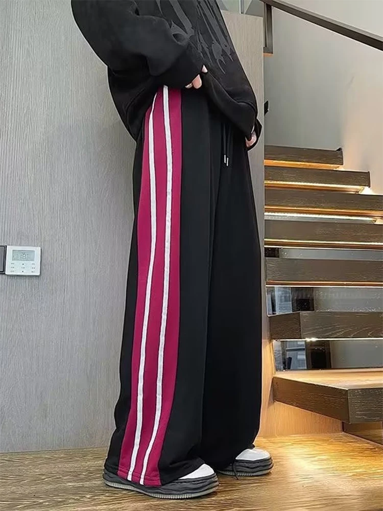 

Men's Striped Loose Casual Pants Spring Autumn Straight Wide Leg Trousers High Street Straight Trousers New Fashion Men Clothing