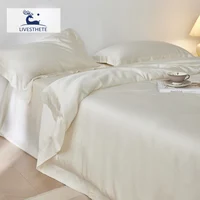 Liv-Esthete White Pure 100% Pure Silk Duvet Cover Set with Pillowcases Solid Color Healthy Skin Twin/Queen/King Luxury Bedding