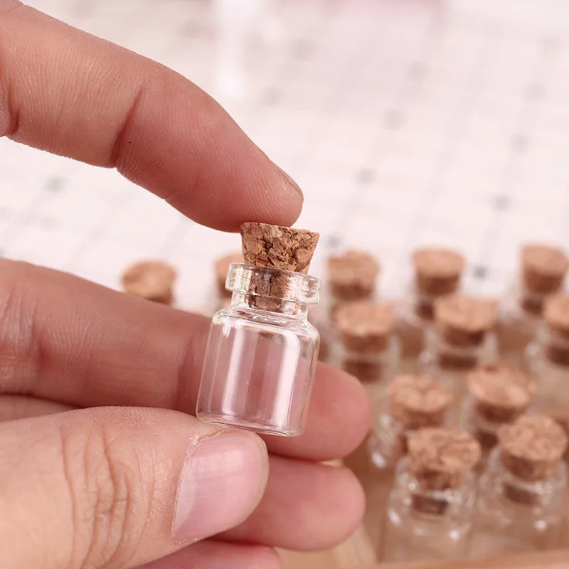 Mini Glass Bottles 10PCS with Cork Stoppers Clear Message Wishing Tiny Drifting Bottle Empty Spice Vials Jars DIY Crafts Gifts message capsule