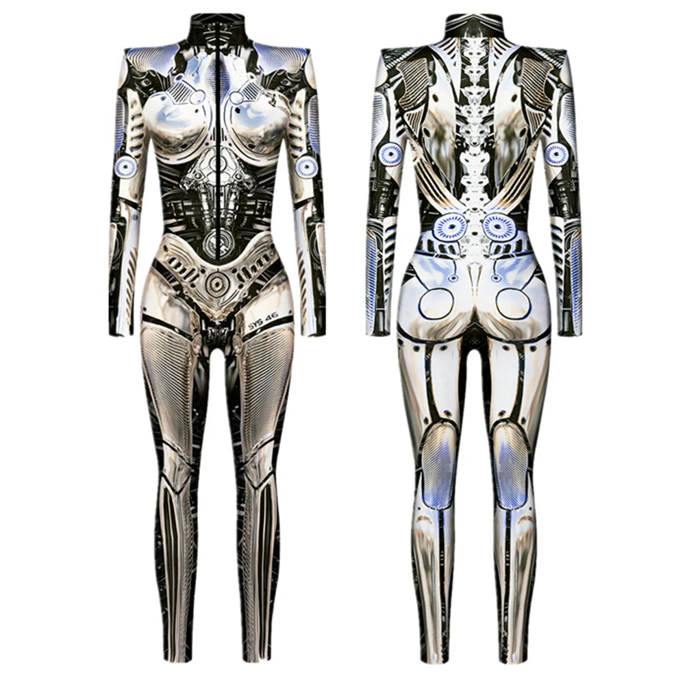 thumbnail image 1 of Disfraz de Halloween con tecnología futurista para mujer y niño, mono de fiesta con estampado 3D, mono mecánico de robot, mono de carnaval, 1 of 5