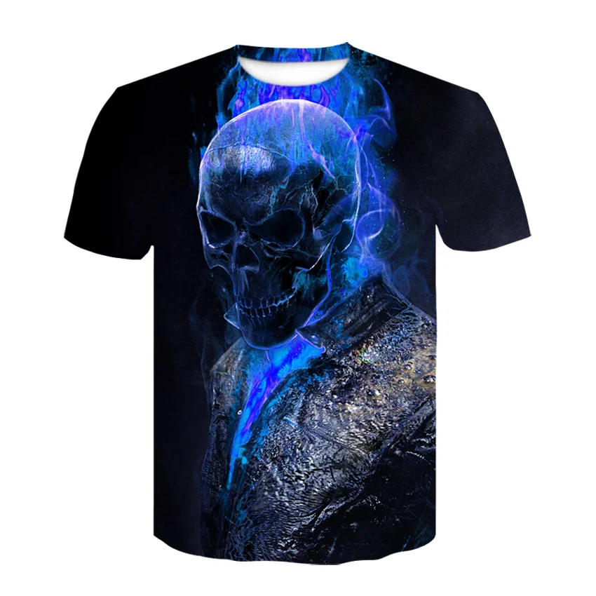 

Fashion Summer T-Shirt Men 2021 Hot 3D Skull Printing Men's T-Shirt Breathable Streetwear Splicing Printing T Shirt Men XXS-4XL