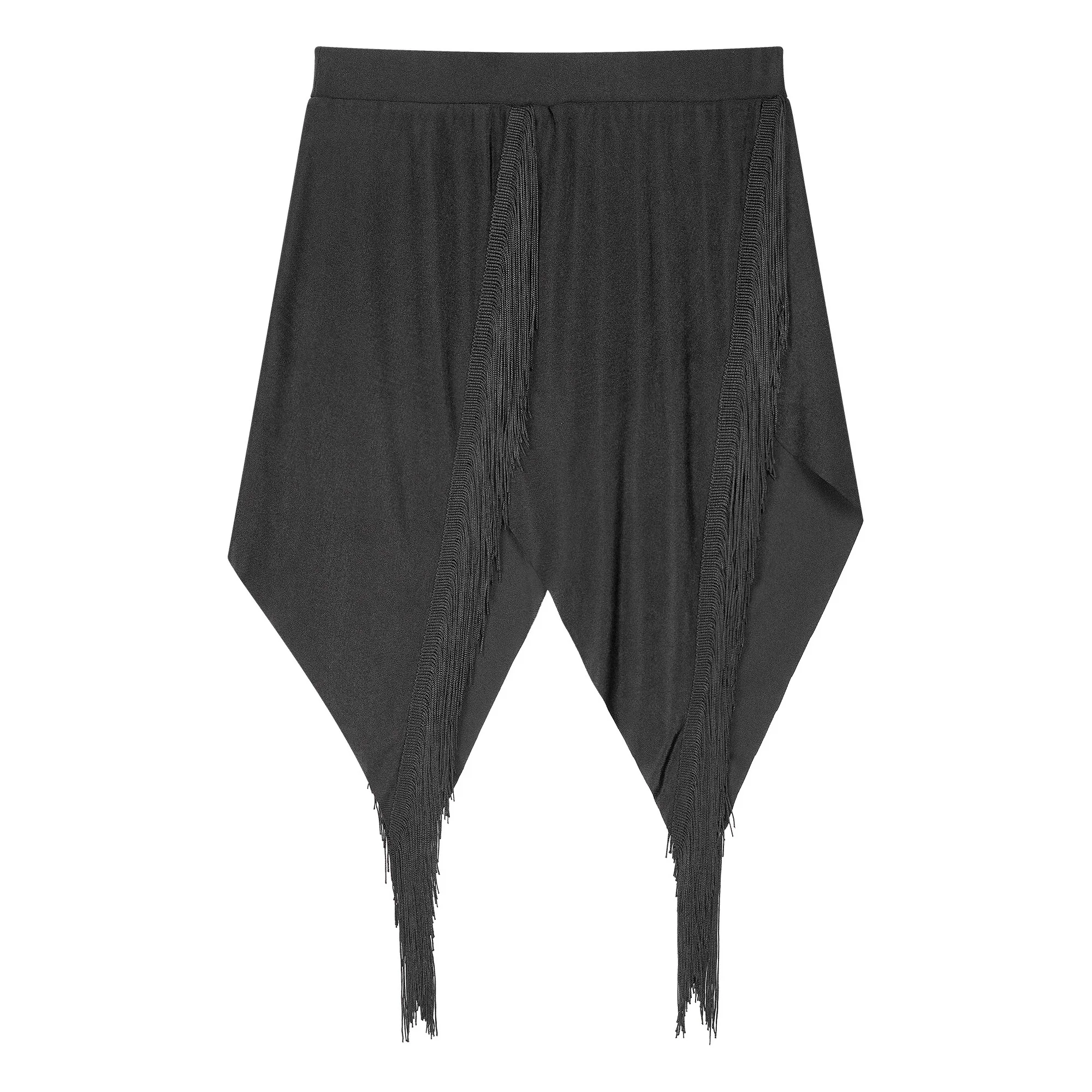 Womens Fringed Latin Dance Skirt Lady Solid Color Split Tassels Skirts Cha-cha Samba Tango Jazz Dance Stage Performance Costume