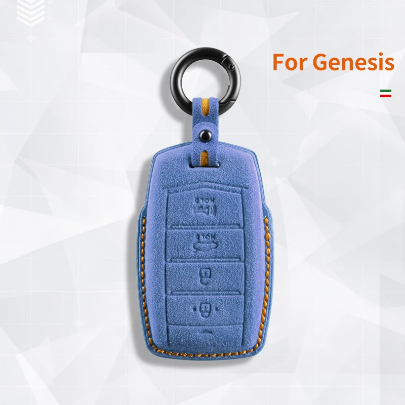 For Hyundai Genesis G70 G80 EQ900 G90 Suede Remote Car Key Case Holder Shell Keychain for Hyundai Genesis Car Key Fob
