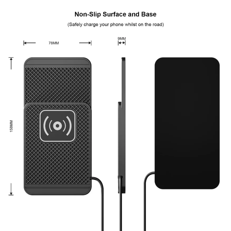 1세트 1M 와이어 USB/타입-C 고속 충전 매트 가정용 차량용 무선 충전기 패드 충전 어댑터 스탠드 폰 미끄럼 방지 홀더