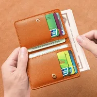 PU leather men's small wallet shorts minimalist women's wallet fashionable ultra-thin credit card bag coin wallet 4