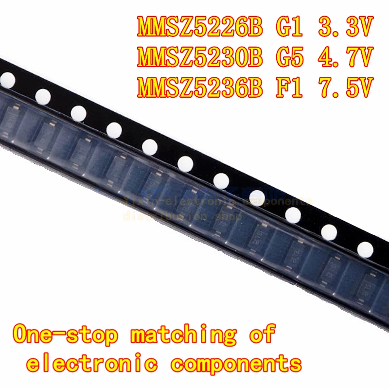 

50PCS/Pack MMSZ5226B G1 3.3V MMSZ5230B G5 4.7V MMSZ5236B F1 7.5V 350MW Zener diode