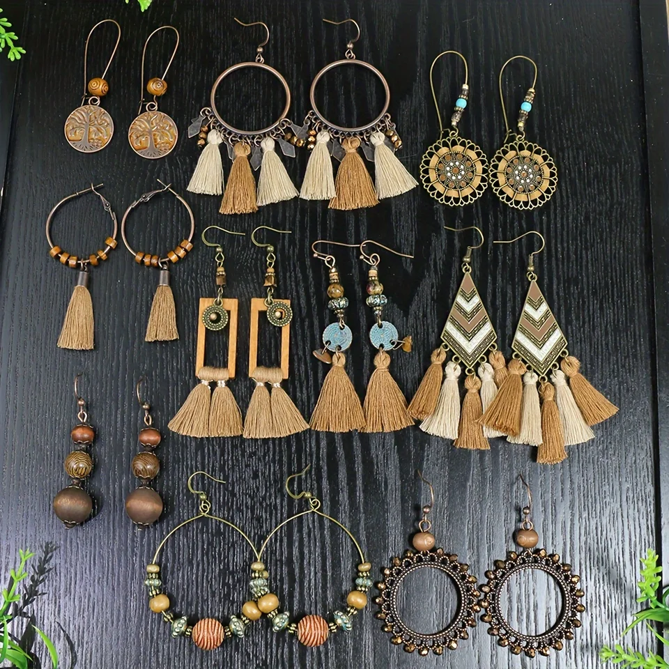 Aneneiceera Perle Boho Goccia Dangle Orecchini Moda Nero Stella Orecchini Oro Orecchini Lunga Nappa Catena Perlina Orecchini Quotidiano Partito Orecchini Vintage Gioielli Di Nozze Per Le Donne E Le