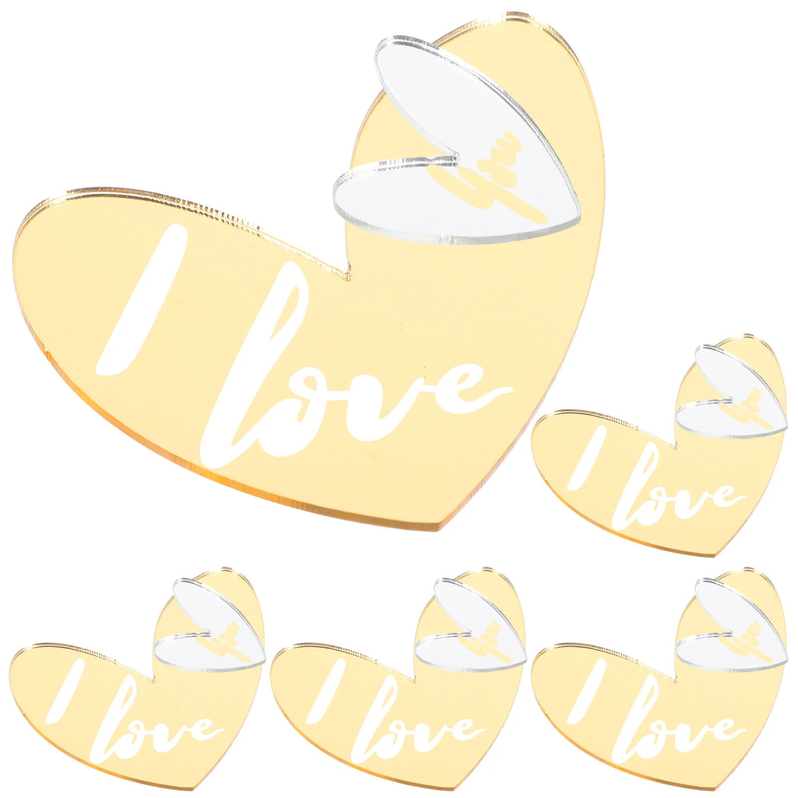 

10pcs Heart Acrylic Wedding Cake Toppers Birthday Cake Decors Cupcake Ornaments