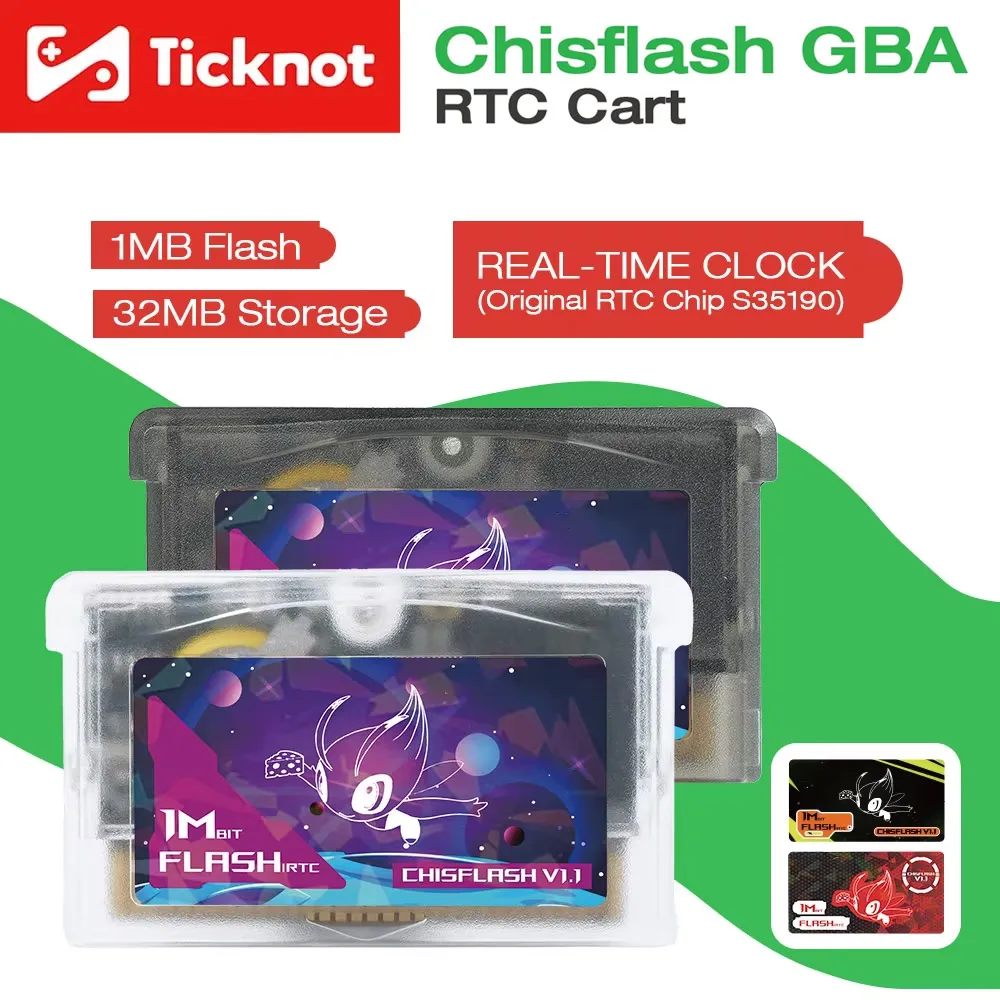 Rewritable ChisFlash V1.1 GBA RTC Cart(Original RTC Chip S35190) 32MB Storage 1Mb Flash Cartridge For GBA/GBASP/GB Pocket/GBM
