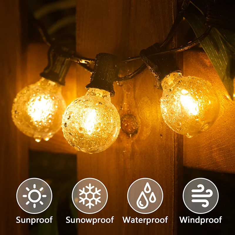 G40 Globe Outdoor LED String Lights Plastic Shatterproof Bulbs Waterproof for Patio Garden Outside Backyard Christmas Ramadan
