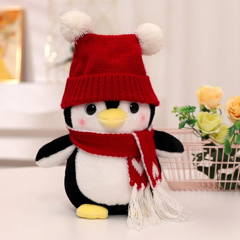 thumbnail image 1 of 1pc 25/35cm lindo pingüino con sombrero bufanda muñeco de peluche suave Animal relleno juguetes de dibujos animados almohada para niños regalo de Navidad Decoración, 1 of 5