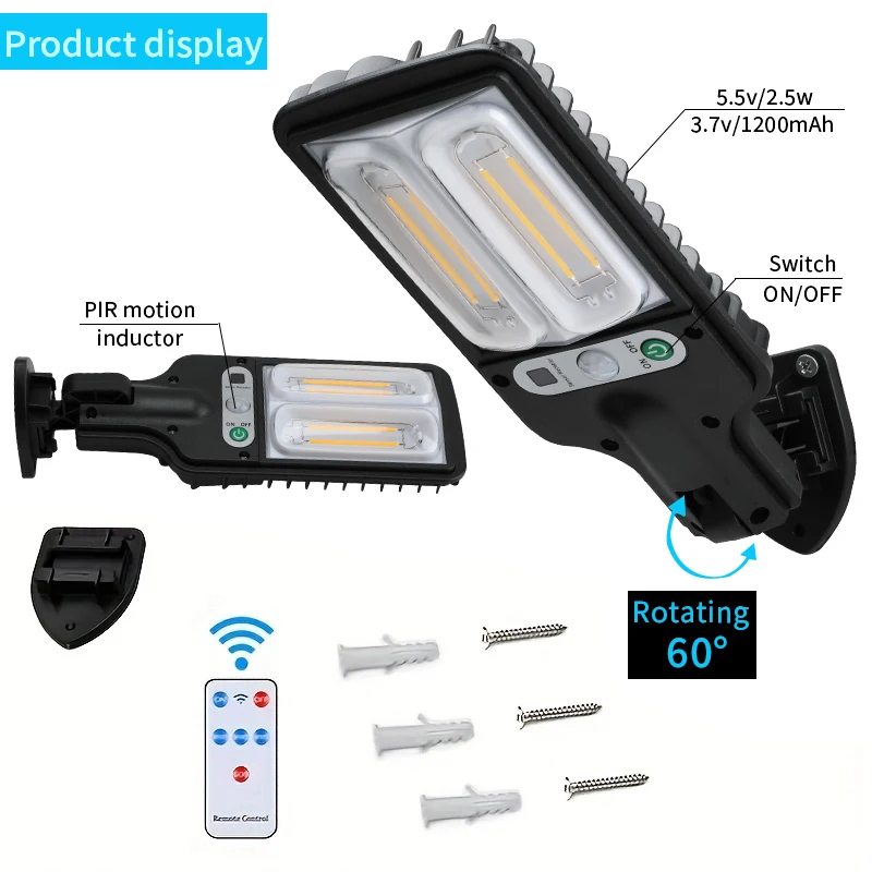 Solar Tungsten Lights Outdoor With 3 Mode Waterproof Motion Sensor Security Lighting LED Wall Street Lamp for Garden Patio Path