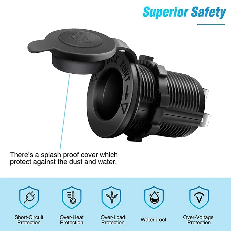 Waterproof Dual Voltage Vehicle Power Socket Adapter