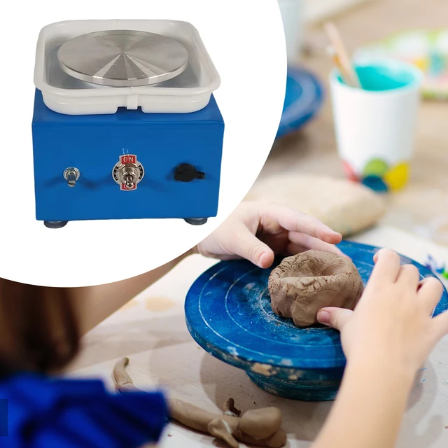 Mini Electric Pottery Wheel Machine Adult Children Ceramic Art Machine with  Tray Speed Adjustable Trimming Tools
