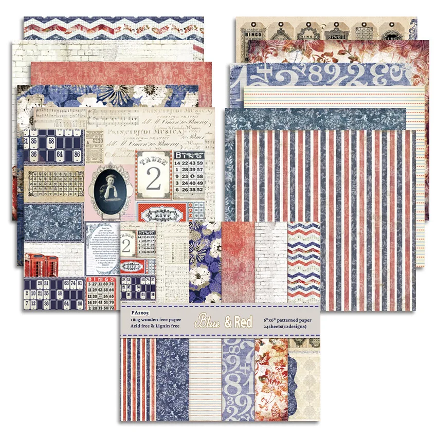 24Sheets/Set Vintage Flower Material Ppaper DIY Scrapbooking Journal Base Collage Photo Props Gift Wrapping Decoration Paper