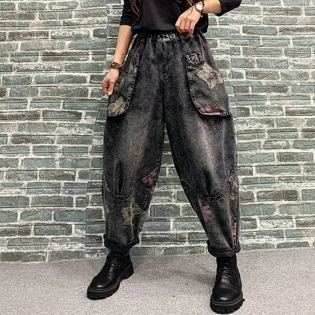 Jeans College rétro déFlexpour femmes, pantalons en denim, pantalons sarouel, taille élastique, mode printemps et été, fjXL, automne 2022 1