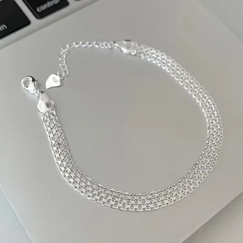925 sterling Silver Bracelets Mesh chain for Women men Wedding Lady Noble Pretty Jewelry Fashion Nice Chain 20cm 8inch