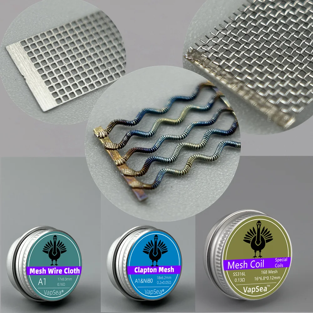 10 Types Mesh / Clapton Mesh Coil KA1/Ni80/SS316L 6.2/6.8/8.5mm Width