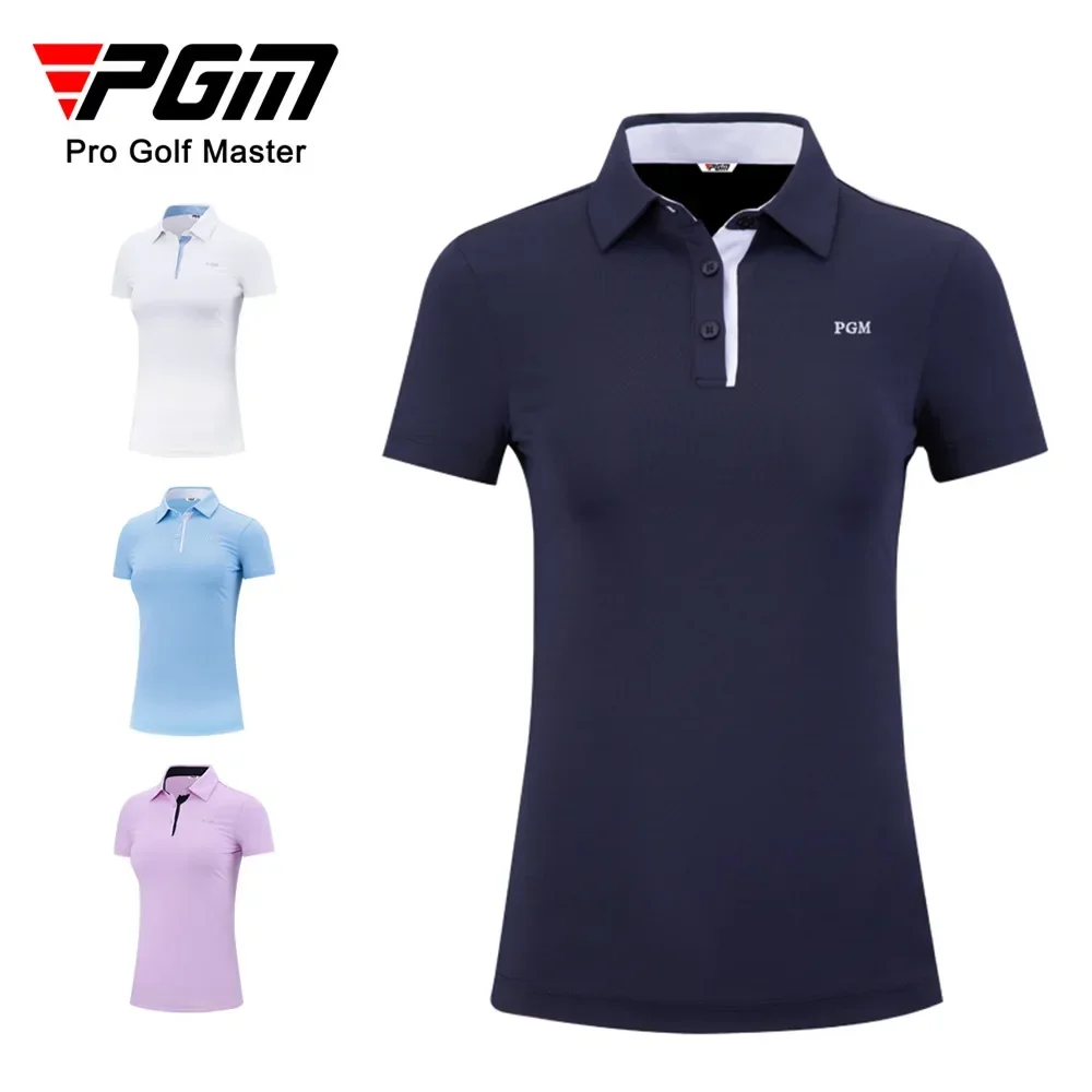 PGM Summer Women Golf Short Sleeved T Shirts Ladies Sports Slim Clothes Quick Dry Breathable Tennis Clothing YF486