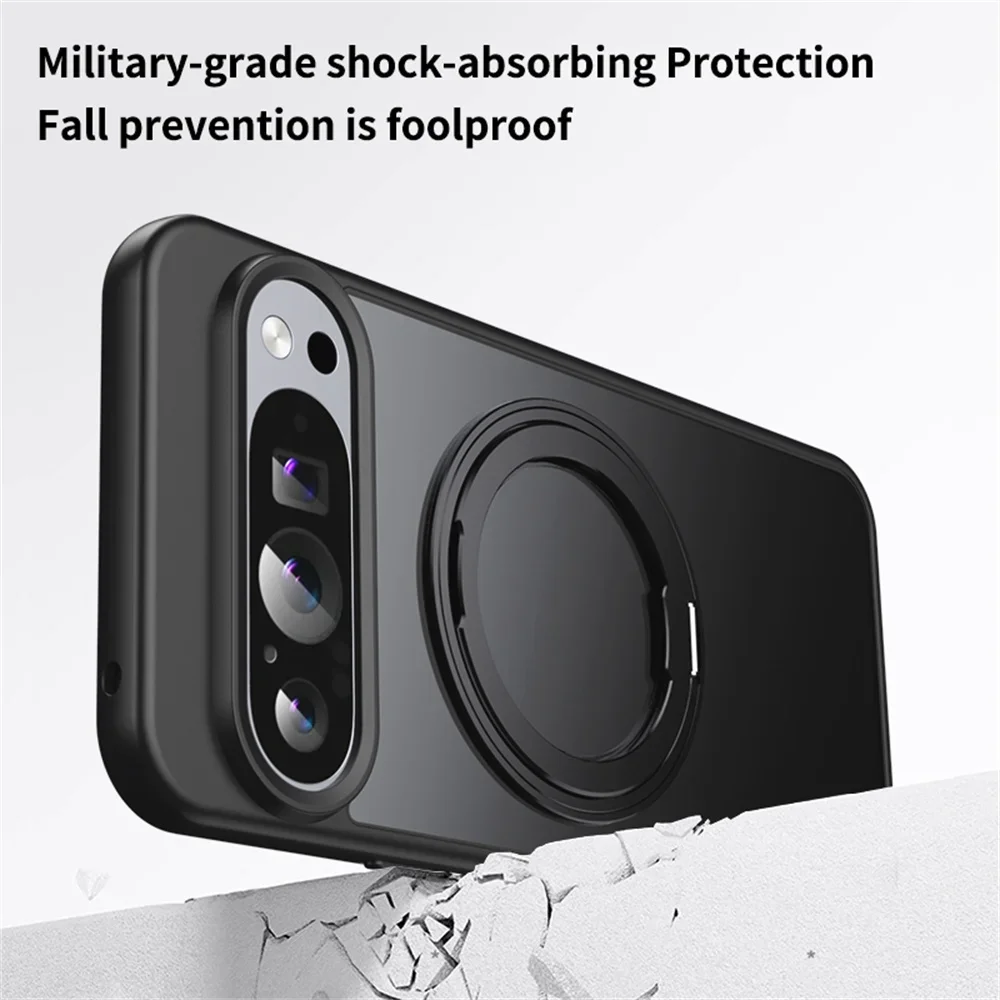 360° Rotating Magnetic Metal Stand Shockproof Case with Wireless Charging Compatibility