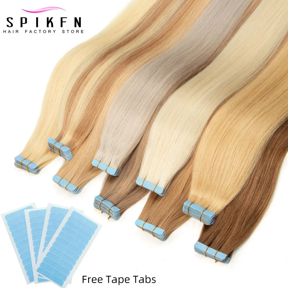

Blonde Tape In Human Hair Extensions 12"-24" Adhesive Seamless Tape Glue Hair 20pcs/pack Machine Remy PU Skin Weft Hair