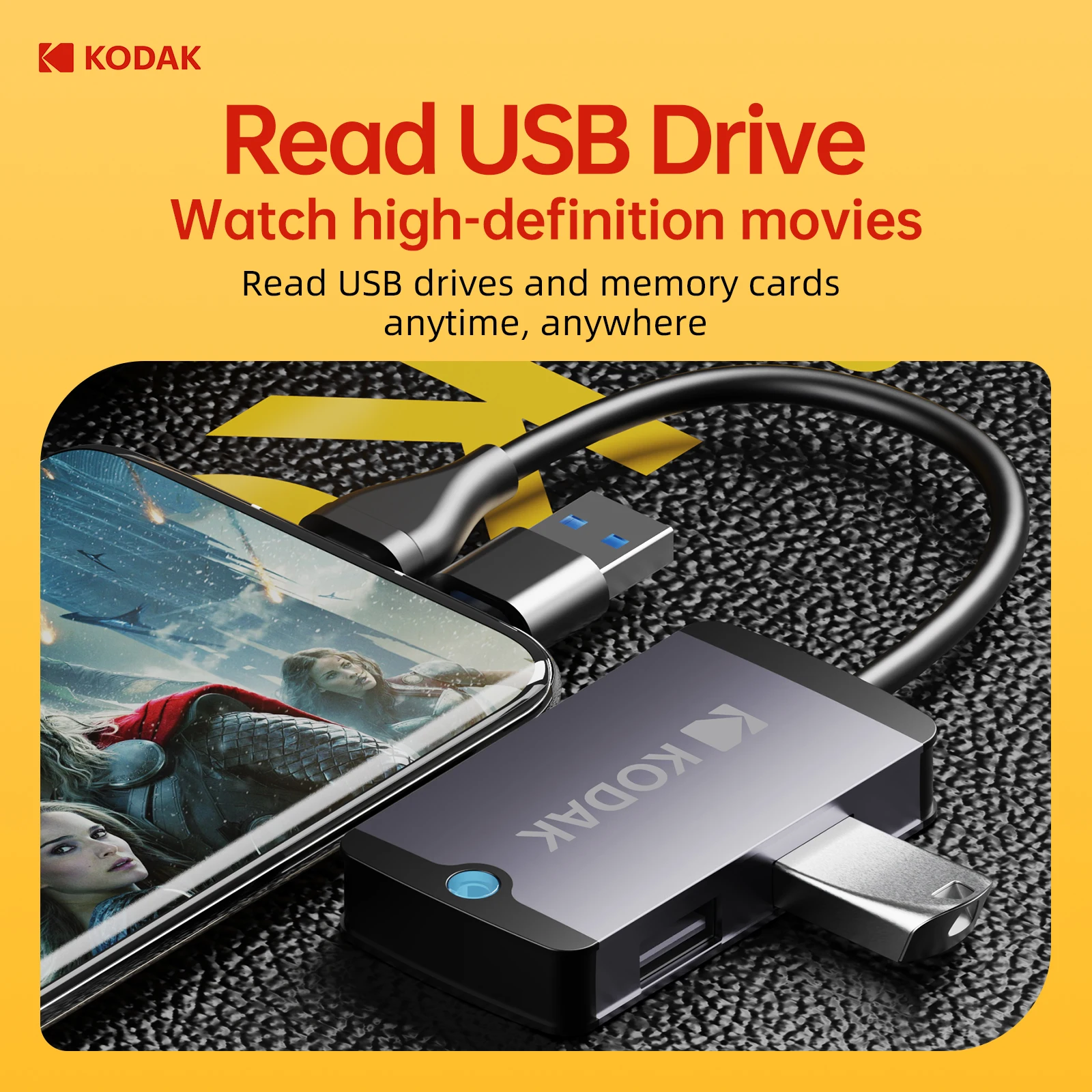 KODAK USB Expansion Dock Typec Splitter Mac Adapter Plug Multi-port USB Multi-interface Expander Hub External Notebook Tablet