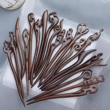 Forcina per capelli in legno di sandalo marrone Accessori per capelli semplici e moderni in stile antico Capelli cari Hanfu Qipao Copricapo