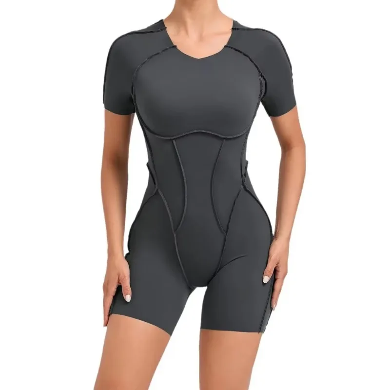 Women's Sports Jumpsuit Kit Yoga Fitness Bodysuit Hip-lifting Open Back Tight High Elasticity Outdoors Gym Workout Sexy Leggings