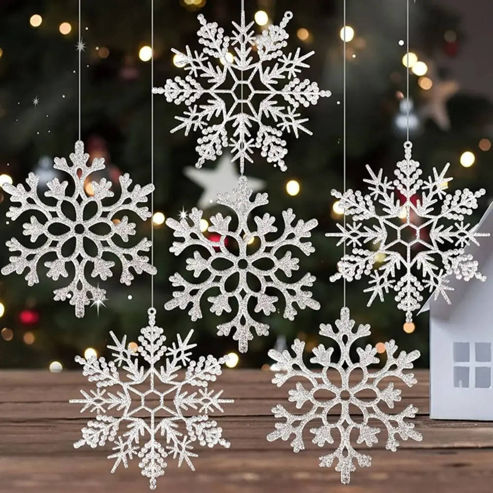 Plastic Brushed Christmas Snowflakes Flakes Xmas Tree Hanging Pendant  Artificial Snowflake Ornaments For Home Party Decoration - AliExpress