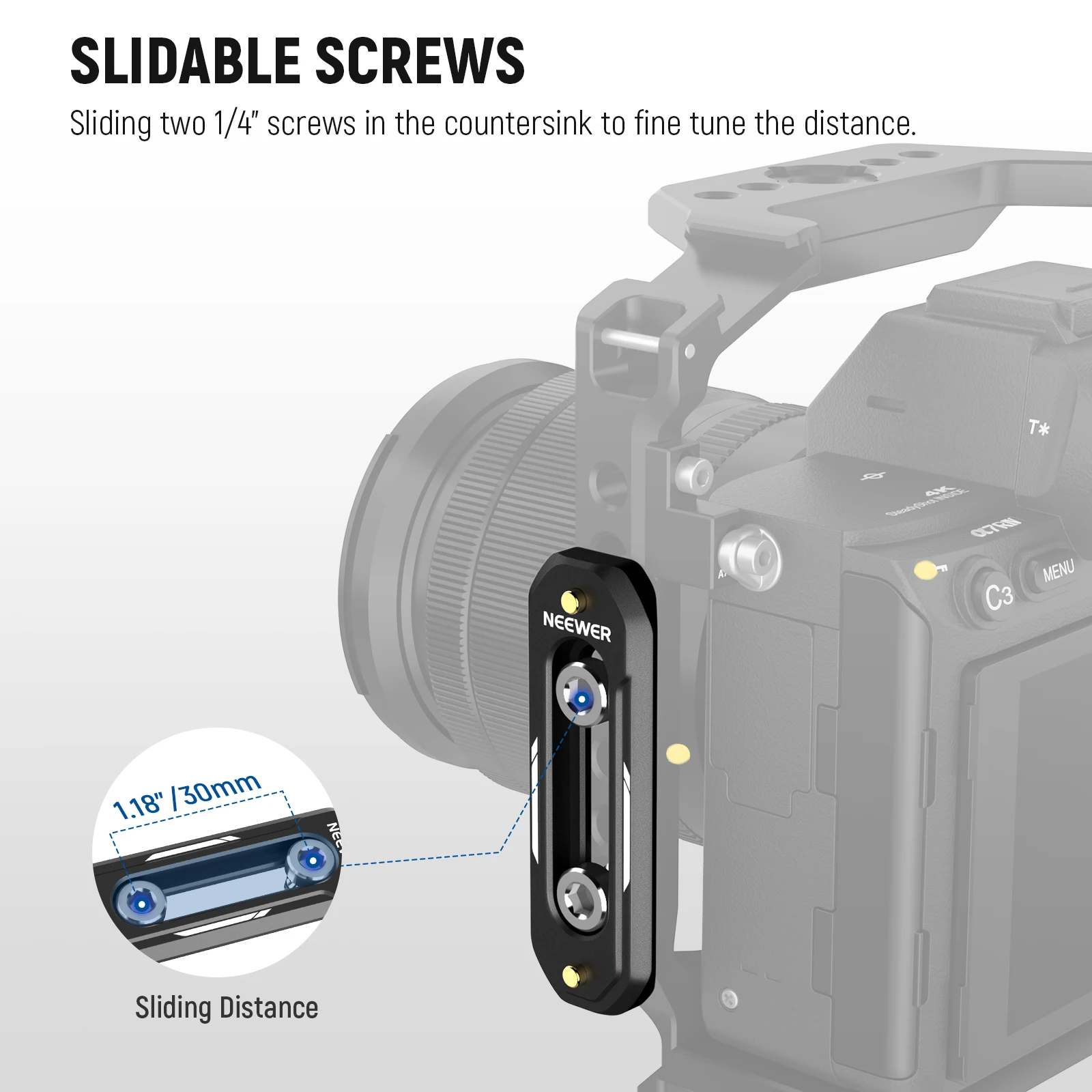 Neewer 카메라 퀵 릴리스 미니 NATO 레일 안티 오프 퀵 릴리스(1/4 나사 및 카메라 케이지 NATO 핸들용 안전 핀 포함)