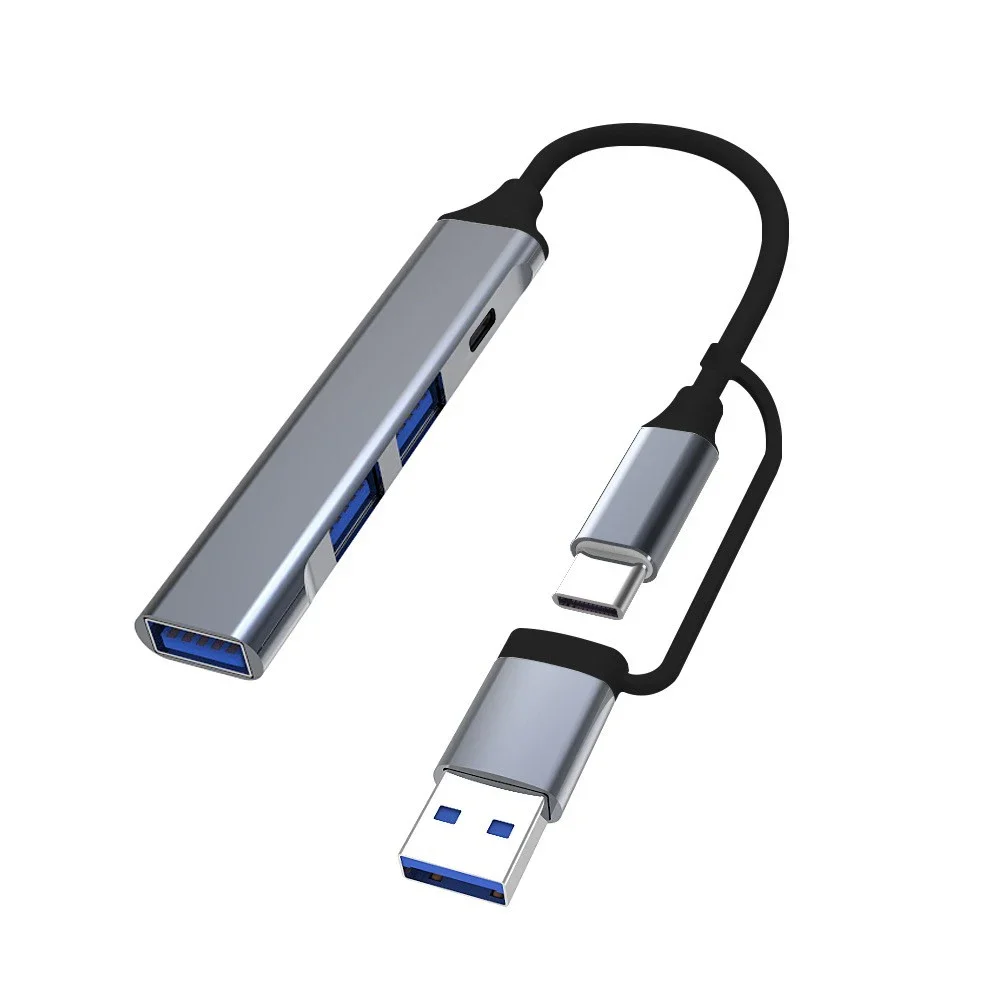 Aluminum 4-in-1 USB C Multi-Port Hub with High-Speed USB Connections