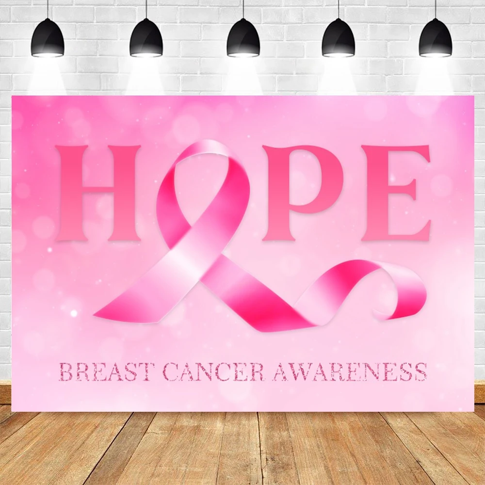 

Breast Cancer Awareness Backdrop Banner Pink Ribbon Hope Party Healthcare Photography Background for Charity Activities Decor