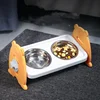 Elevated Pet Bowl for Small Dogs and Cats-Tilted Adjustable Raised Dog Bowls with 3 Stainless Steel Non-Slip Feeder Dog Bowls 2