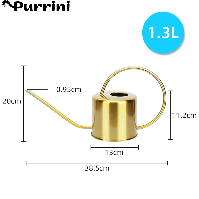 

1.3L Watering Can Metal Garden Stainless Steel for Home Flower Water Bottle Easy Use Handle for Watering Plant Long Mouth