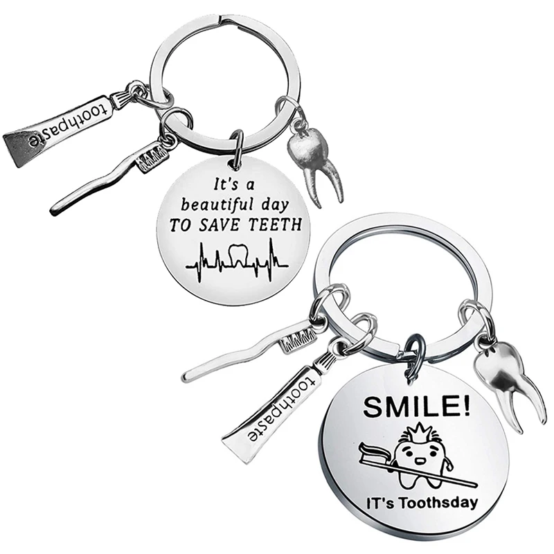 

1pc Creative Personality Toothbrush Toothpaste Teeth Key Chain Protection Dental Health Dentist Gift Decoration Pendant