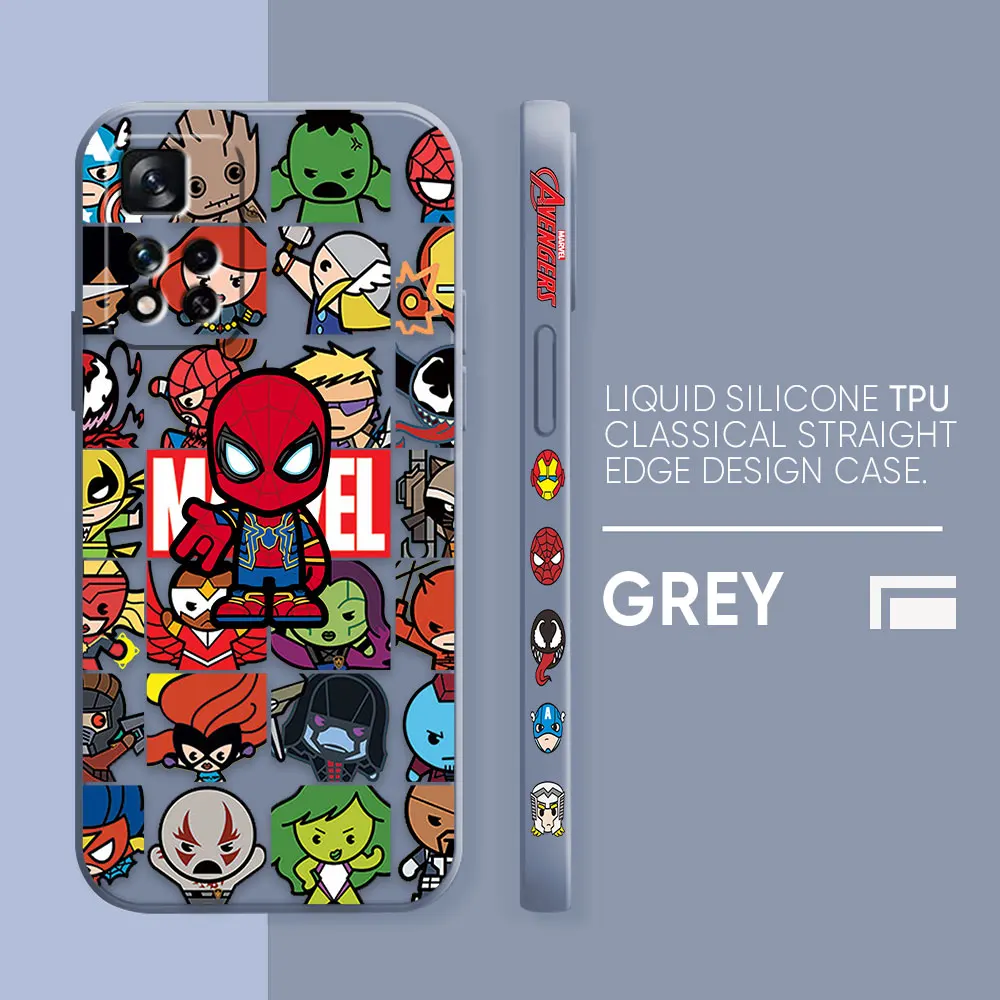thumbnail image 1 of Case For Redmi Note 12 11 11T 11R 9 9S 8 7 7S PRO PLUS 4G 5G Simple Liquid silicone Case Marvel Cartoon Iron Spider-Man Poster, 1 of 5