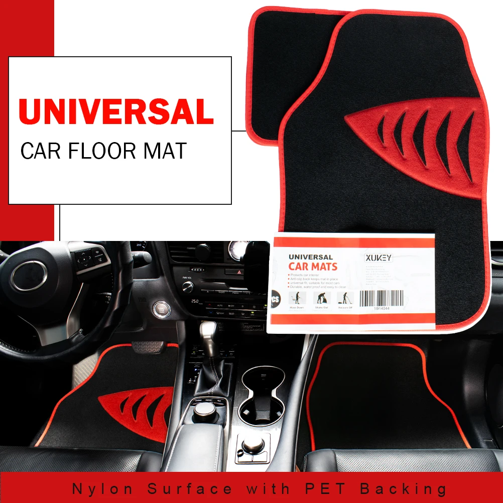 

4Pc Full Set Car Universal Floor Mats Carpet Shark Gill Pattern Front Rear Nylon