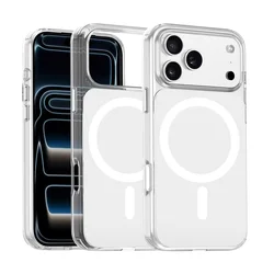 Ultra - Thin Magnetic Shockproof Phone Case with Hard PC Back Cover - iPhone 15 (White)
