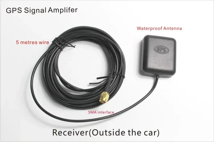 Antenne GPS amplificateur USB noir, transmetteur pour voiture, vue de dessus