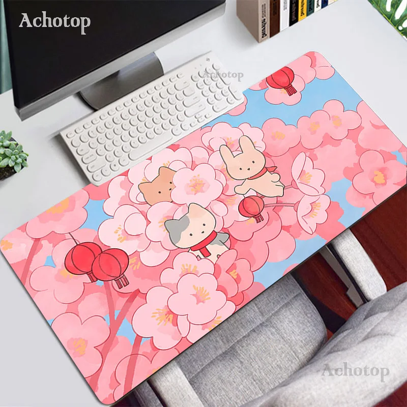 thumbnail image 1 of Alfombrilla de ratón Kawaii para Gamer, alfombrilla grande y bonita para teclado de verano, alfombra rosa con personalidad de Anime, alfombrilla de escritorio para ordenador portátil XL de goma, 1 of 5