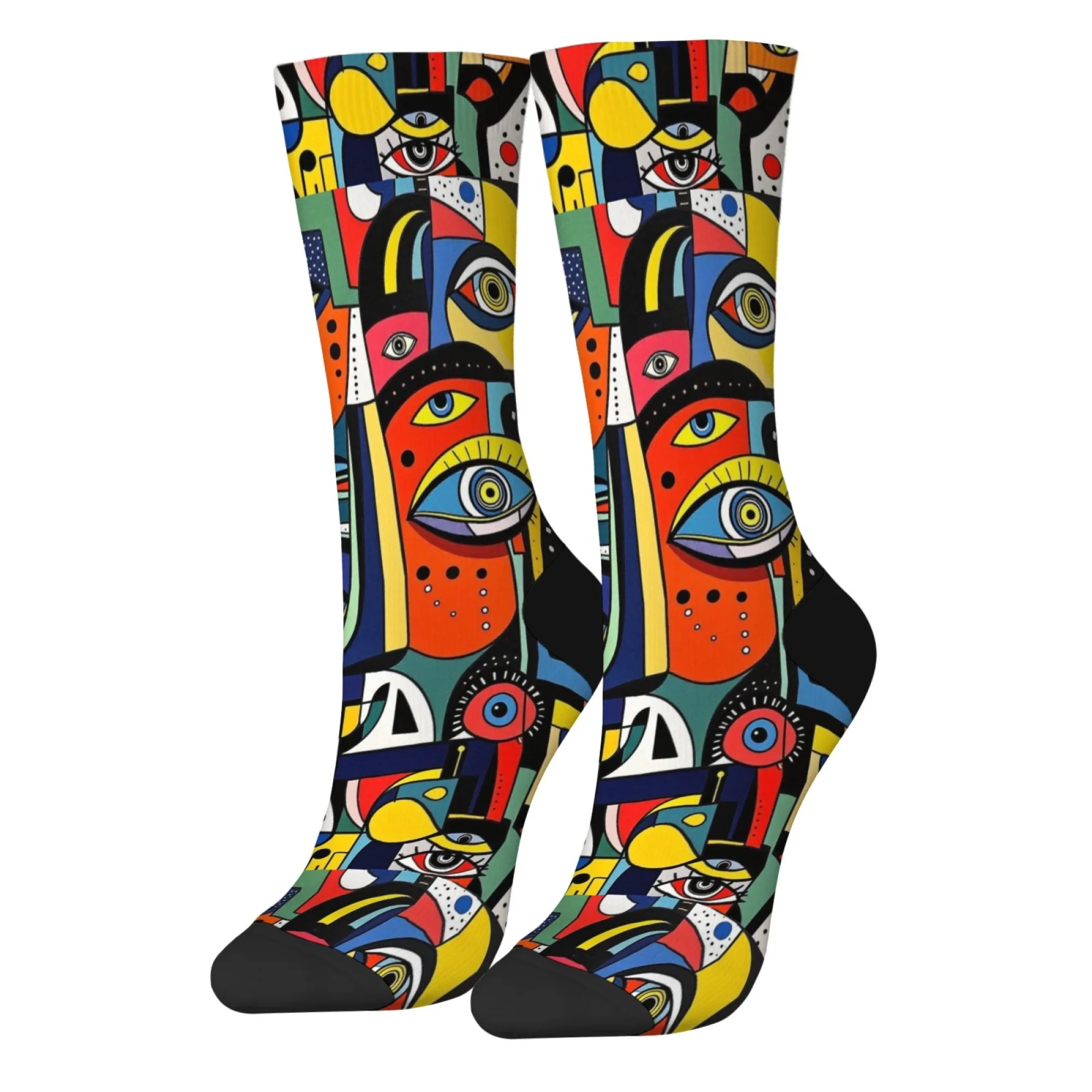 Geometric Pop Art Men's Casual Socks - Comfortable, Breathable, Non-Slip, Warm, Fun & Novelty Design