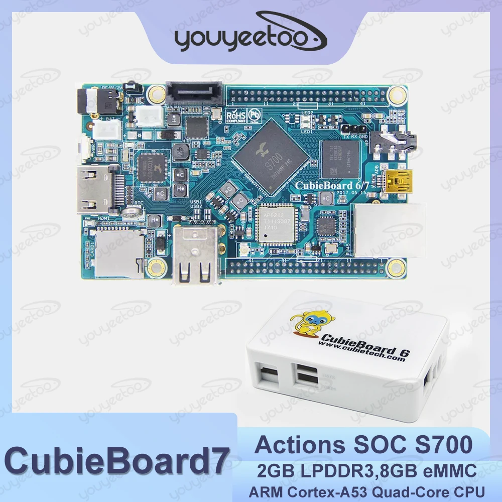 Cubieboard7 Actions SOC S700 ARM Cortex-A53 Quad-Core Mali450 MP4 GPU 2GB LPDDR3 Development Board Android/Linux/Open Source