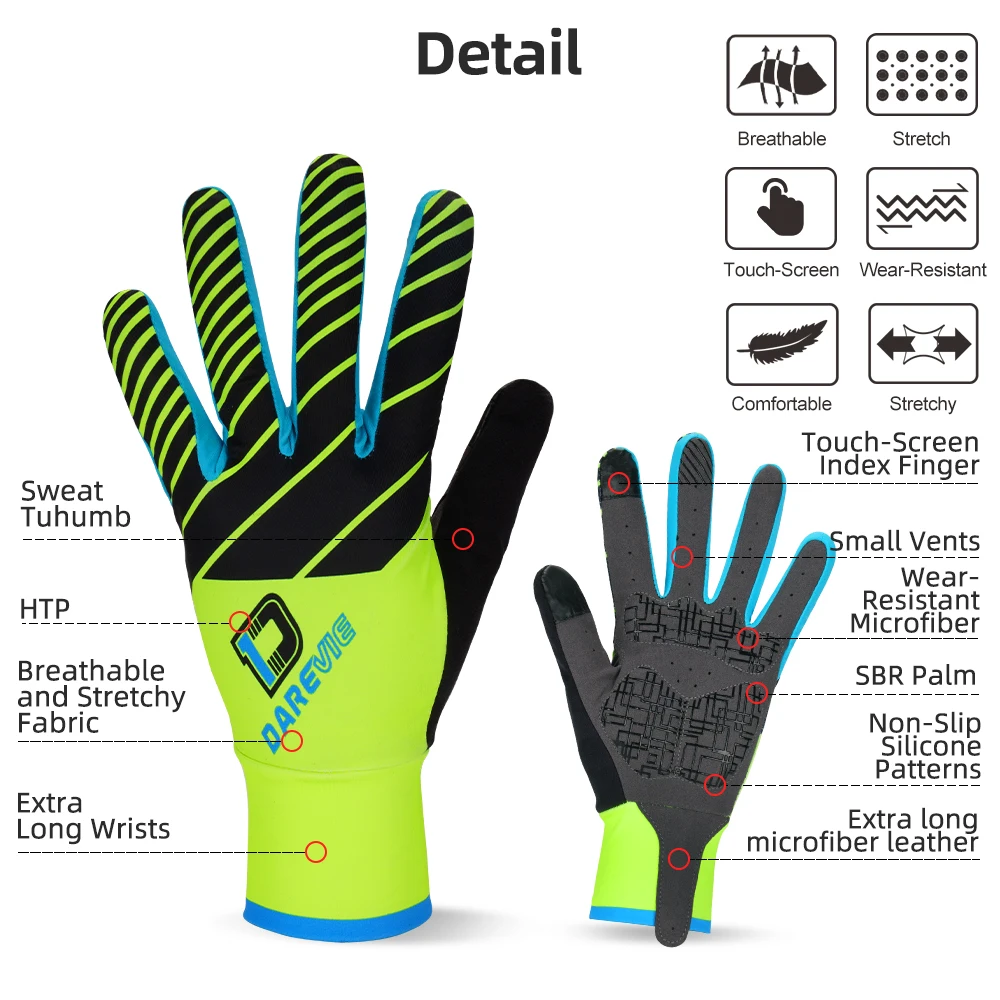 DAREVIE Full Long Cycling Gloves Screen Touch Finger Bike Gloves Shockproof Pad Biking Gloves Long Waist Breathable Biking Glove 3