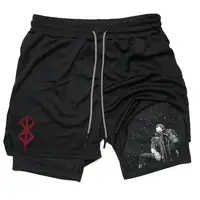 Men's Gym Performance Shorts Anime 2 In 1 Running Quick-Drying Jogging Short Pants Workout Sportswear Yoga Basketball 2