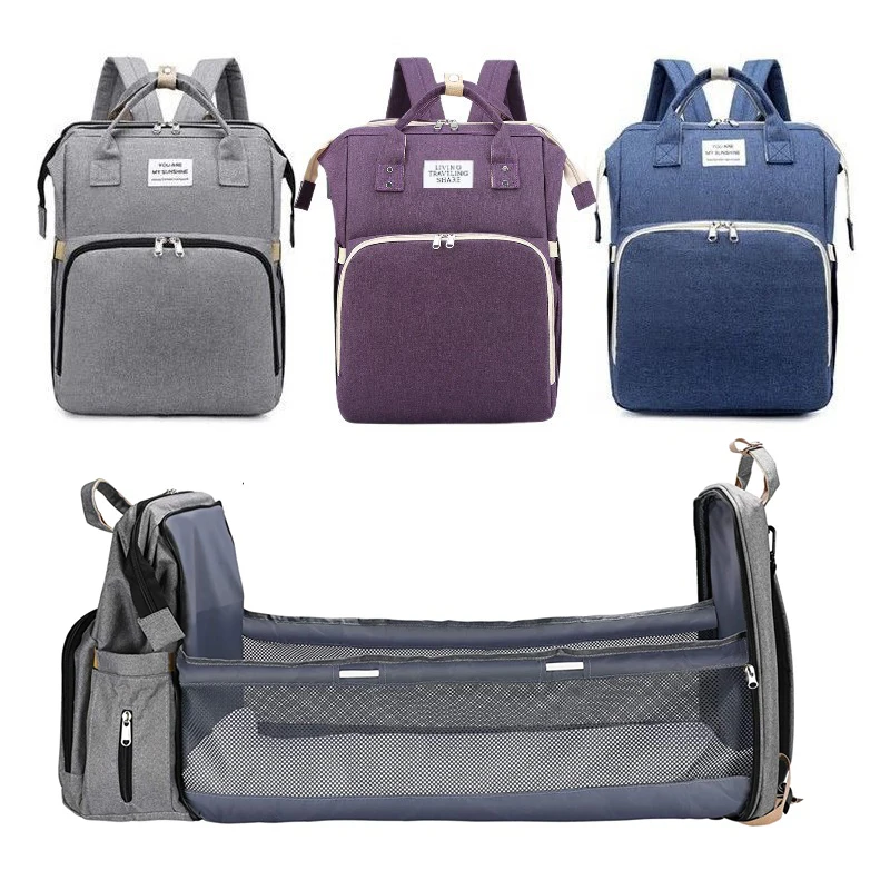 

Folding Mummy Bag Changing Station Portable Baby Bed Large-capacity Multi-function Waterproof Outdoor Travel Diaper Bag Backpack