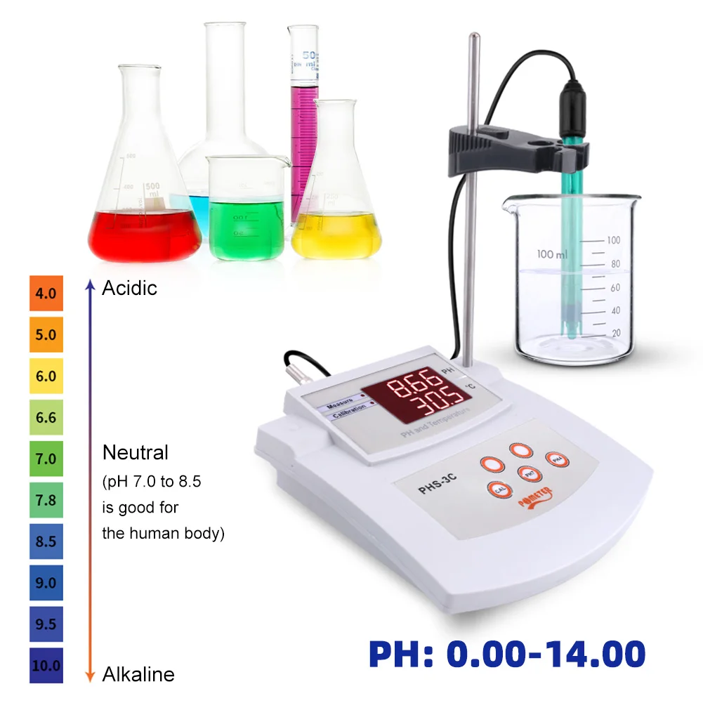 Yieryi PHS-3C PH tetester laboratóriumi Savtartalom Mérőóra Digitális vize minőségű analyzer PH Végigmér csatlakozó Érzékelő