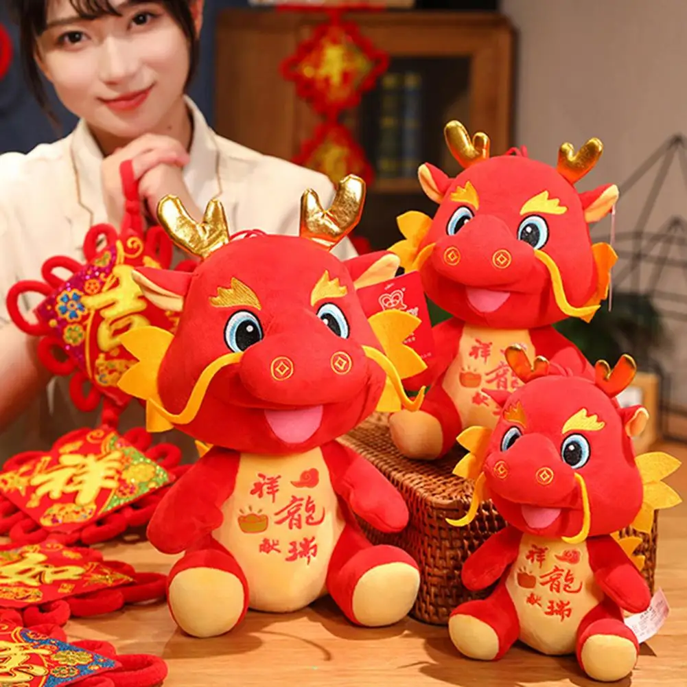 

Year of 2024 Dragon Mascot Chinese Zodiac Dragon Plush Doll Cartoon Stuffed Dragon Animal Plushies Festival Party Home Decoratio
